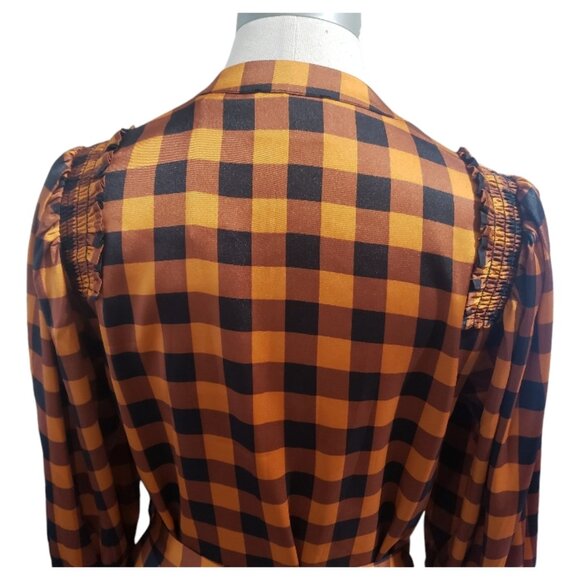 CT1945 Scotch & Soda NWT Copper & Black Checkered Dress S - Picture 7 of 10